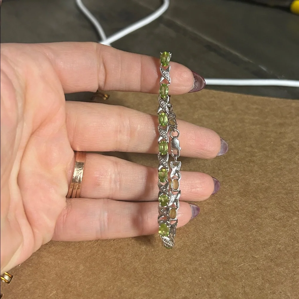 Sterling Silver Peridot Tennis‎ Bracelet